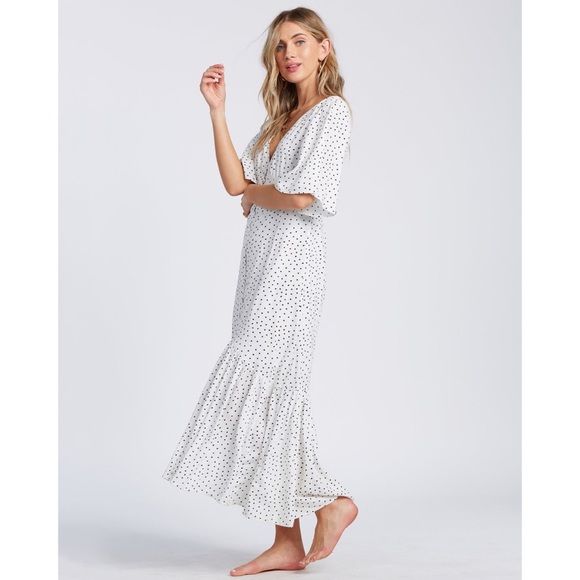 Billabong White Polka Dot Midi Dress - Picture 8 of 13